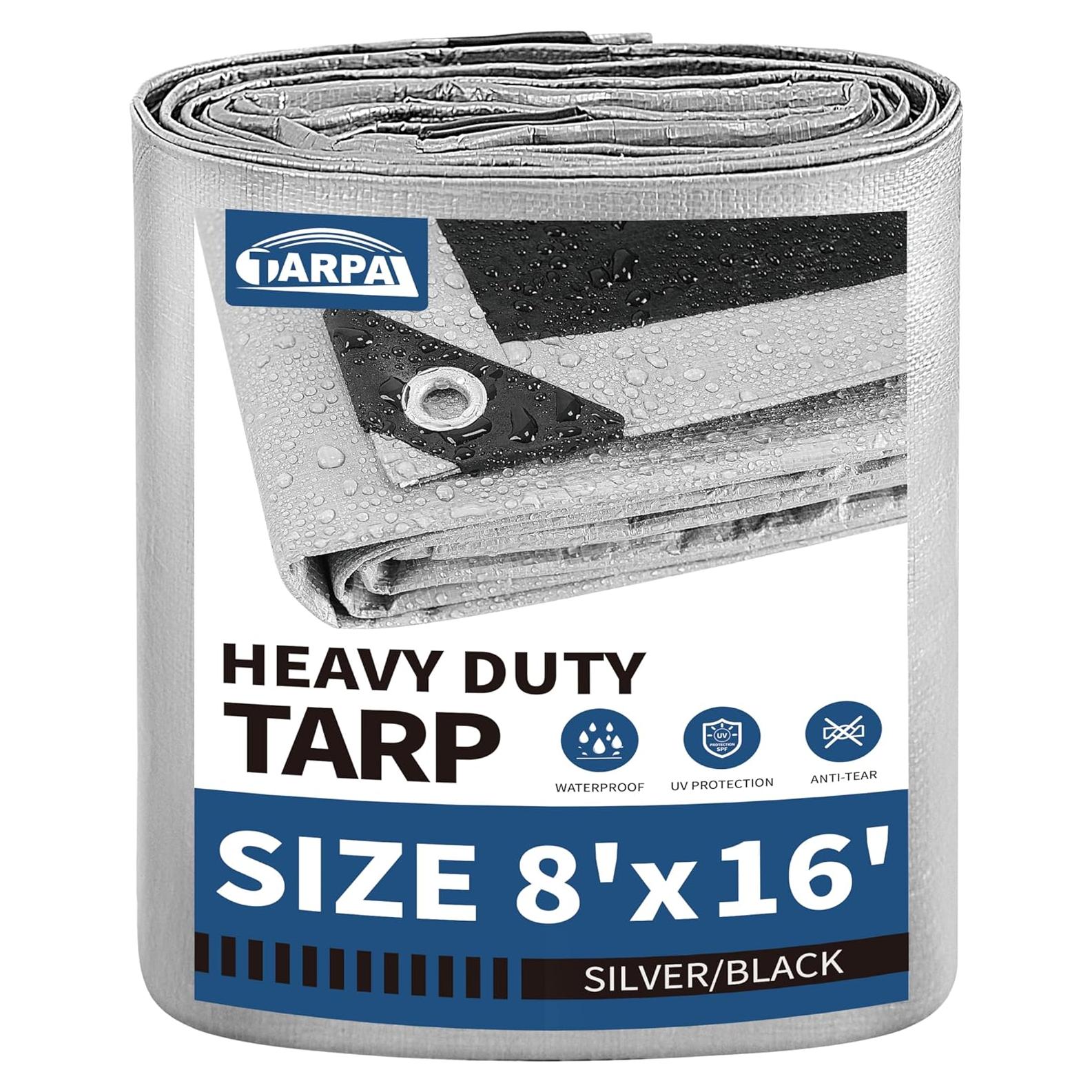Lona TARPAL 8x4.88m Plata/Negro 10.5mil Impermeable