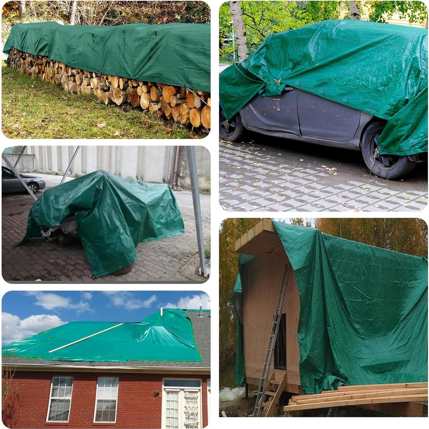 Lona Pesada Impermeable CSCRI 10x10 Pies (3.05x3.05 m) Verde/Marrón