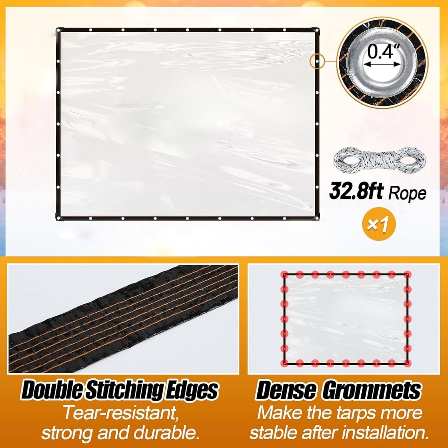 Lona Impermeable Transparente FFKQBH 1.0x2.0m para Exteriores