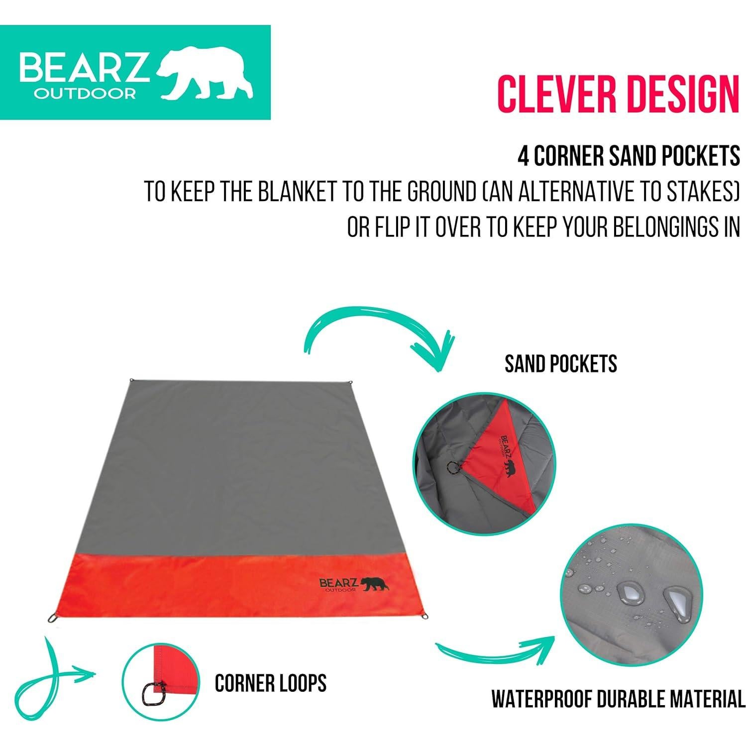 Manta Plegable BEARZ Outdoor Impermeable 152x140 cm Rojo