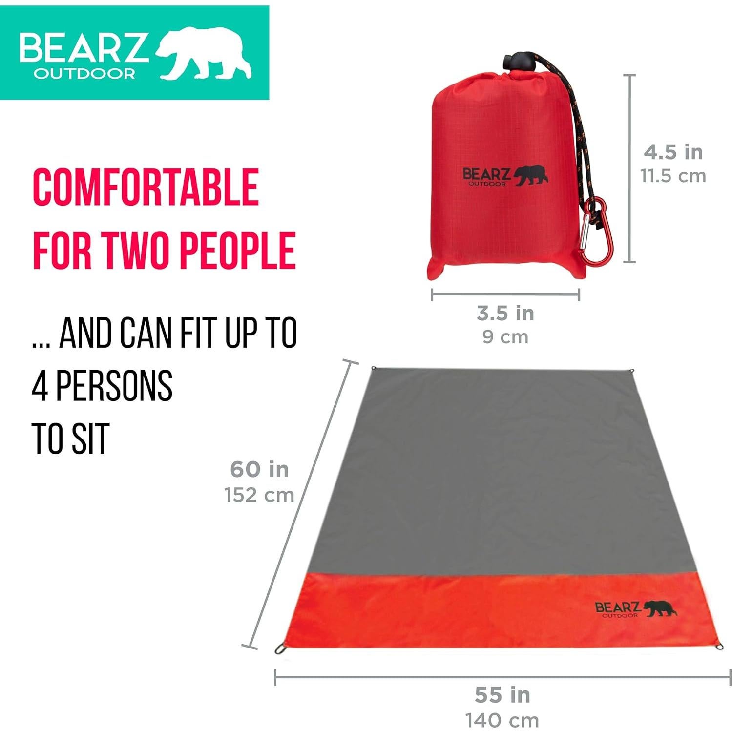 Manta Plegable BEARZ Outdoor Impermeable 152x140 cm Rojo
