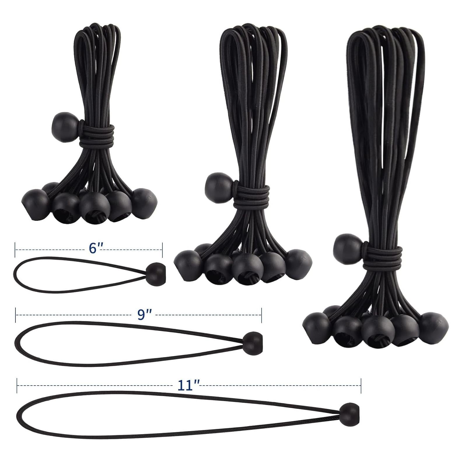 Cuerdas Bungee de Bola Skytened 30 Piezas Alta Resistencia 6-9-11 cm