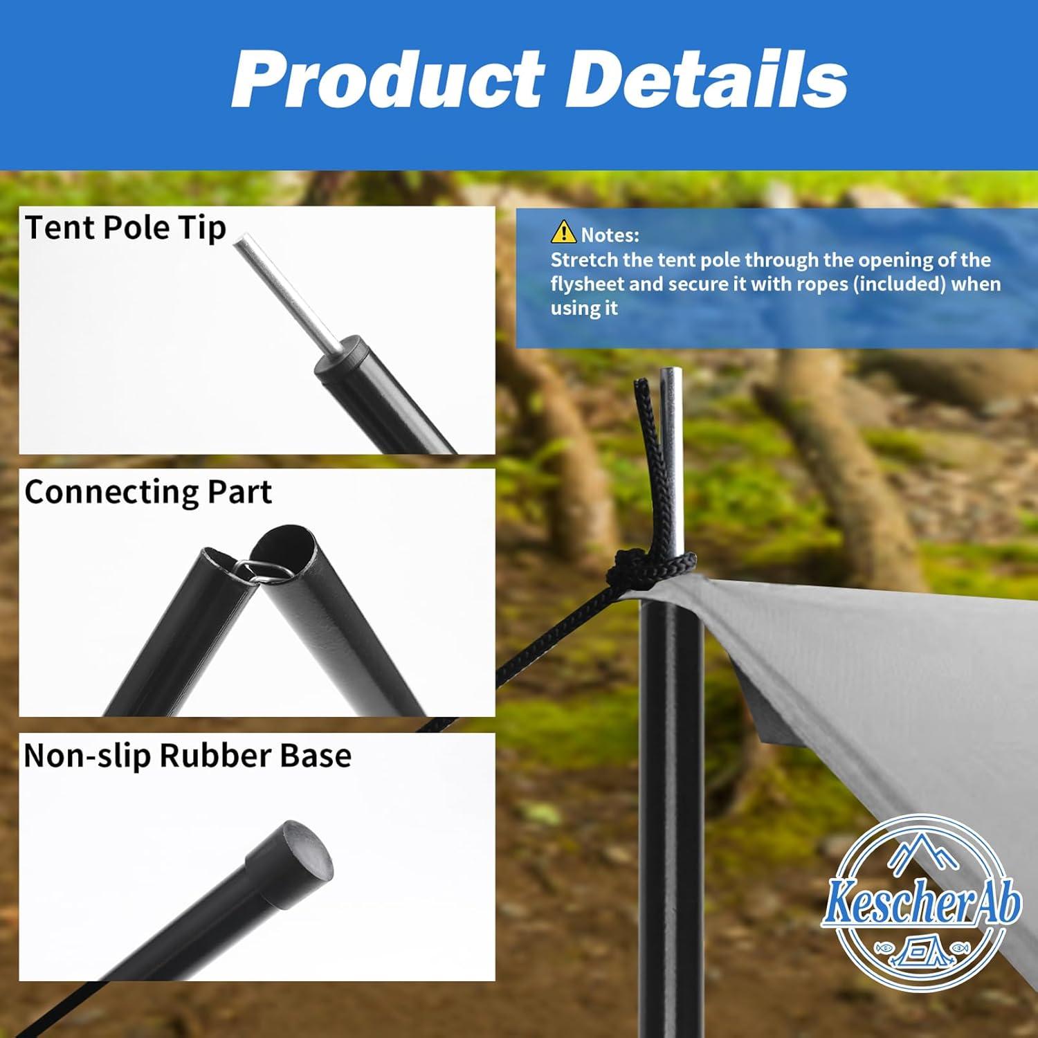 Postes de Lona Ajustables KescherAb Set de 2 Aluminio 199.4 cm