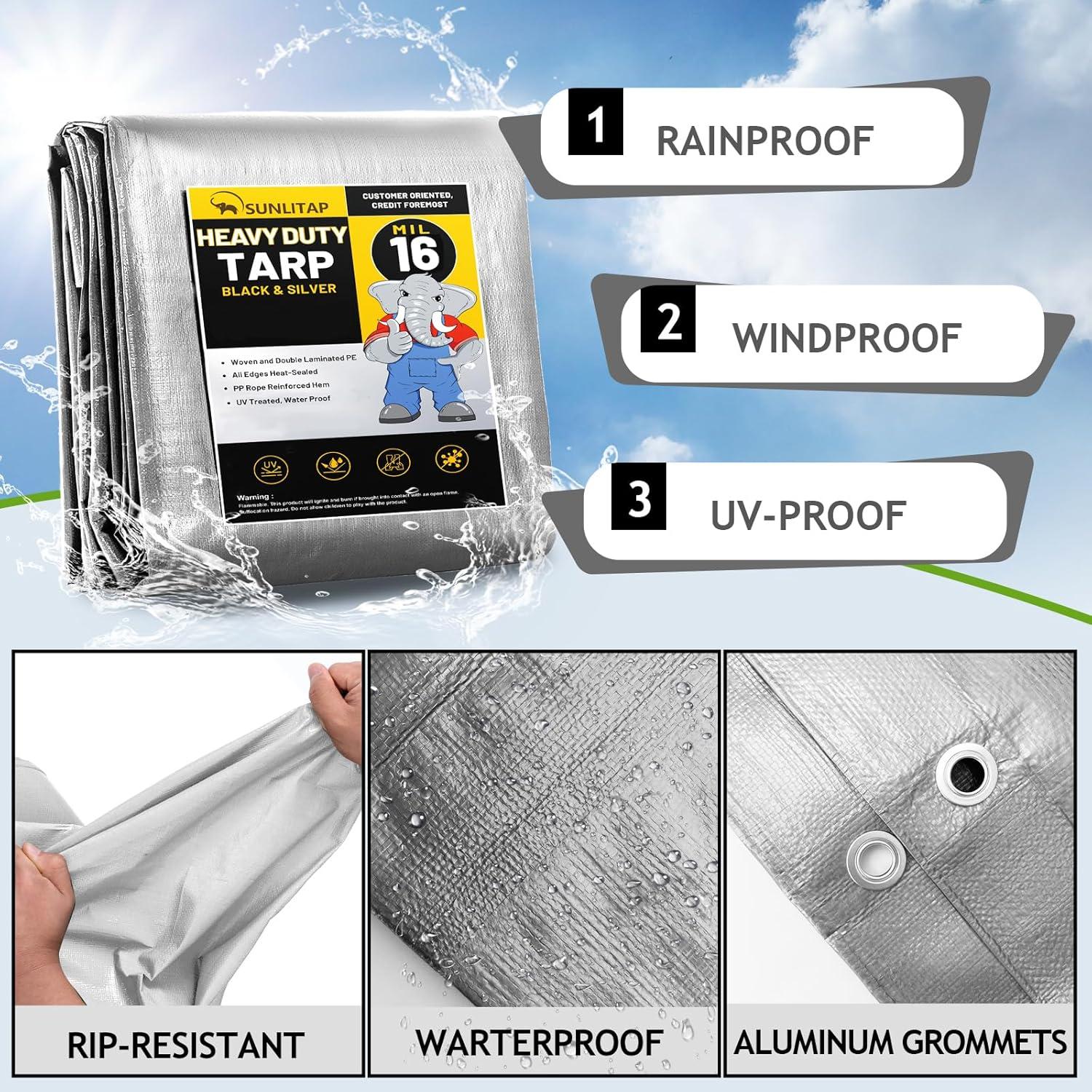 Lona Impermeable SUNLITAP 16 Mil 3.05x3.66 Metros Reforzada