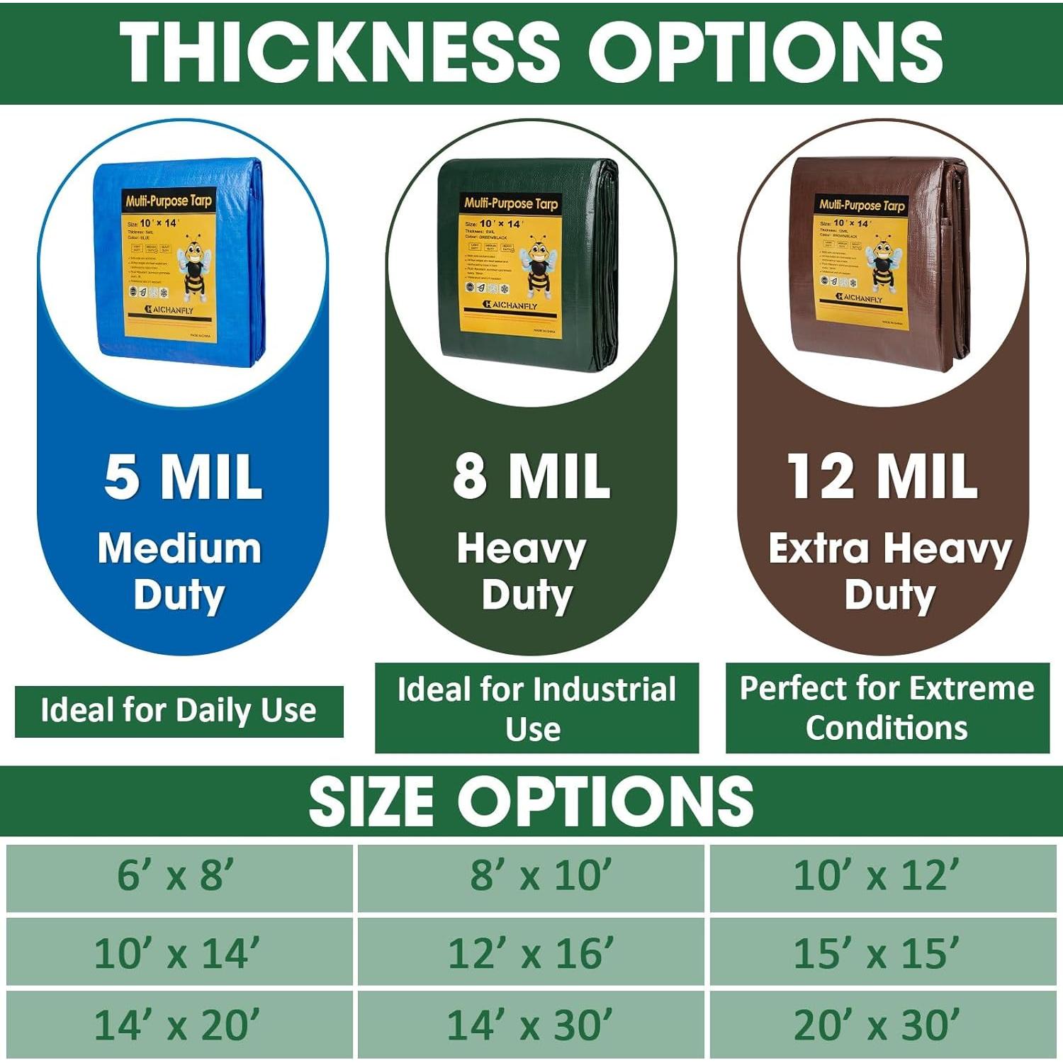 Lona Impermeable Doble Cara HAICHANFLY 3.66x4.88m 8mil