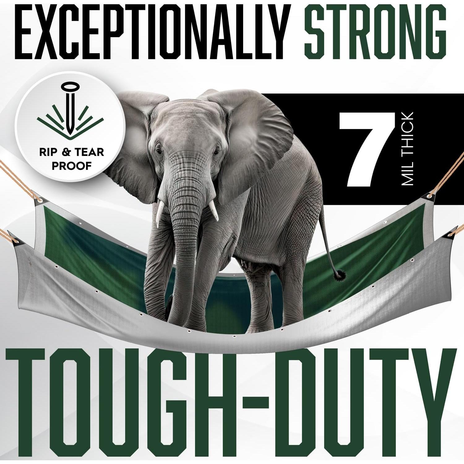 Lona Resistente KING-A-MA-JIGS 10x10 Verde 7 Mil Tratada UV