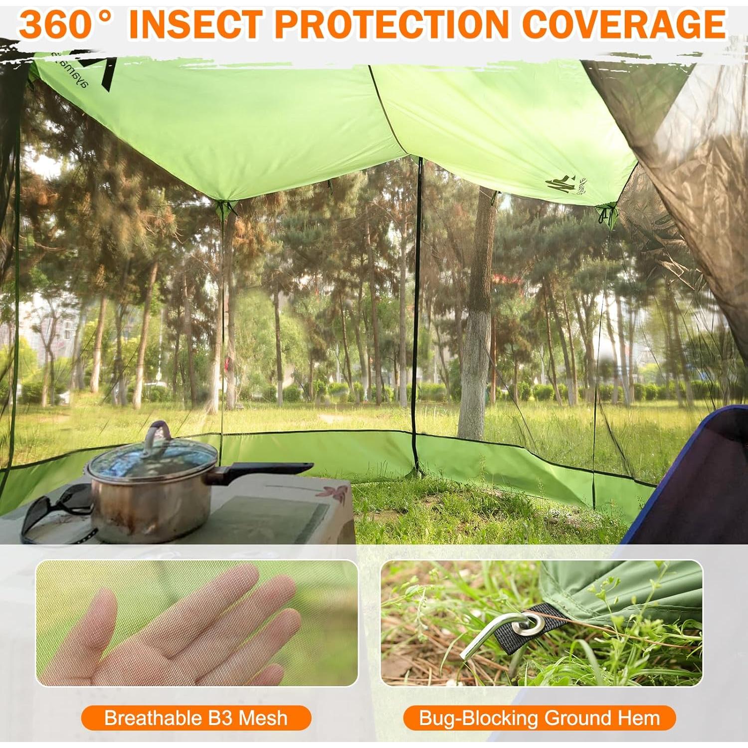 Lona de Camping Ayamaya 5.49x3.35m con Red Antimosquitos