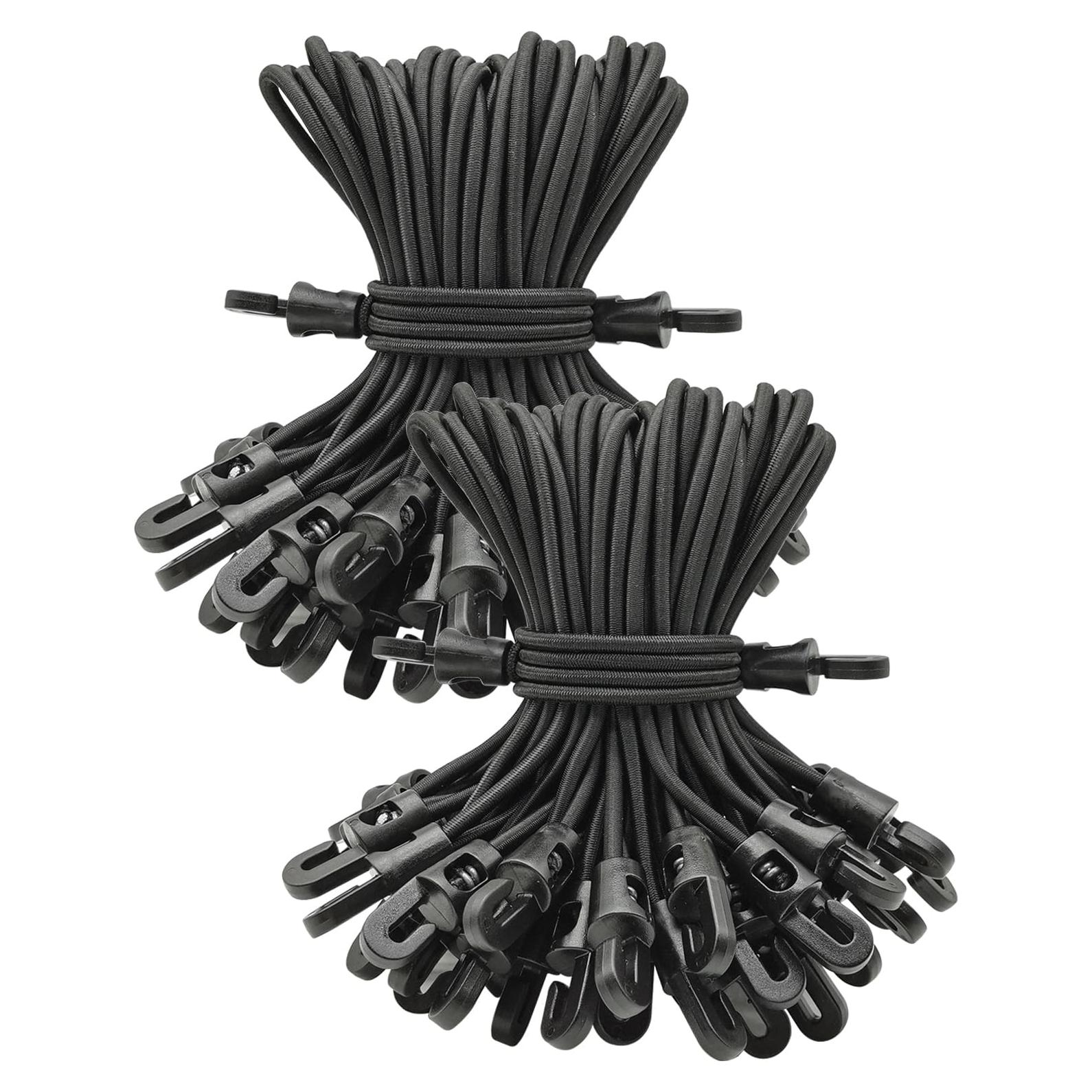 Cuerdas Bungee Cortas BINCKIN 15 cm 100 Pcs Ganchos Negros