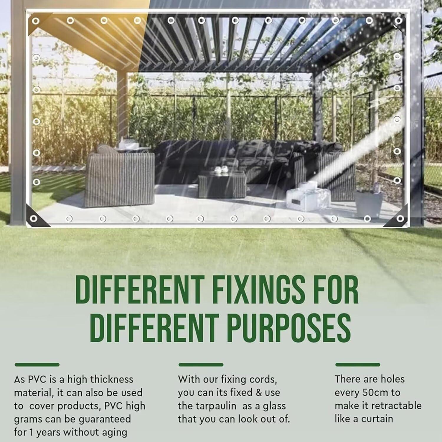 Lona Transparente 14 Mil PVC 1.22m x 2.13m Resistente al Desgarro