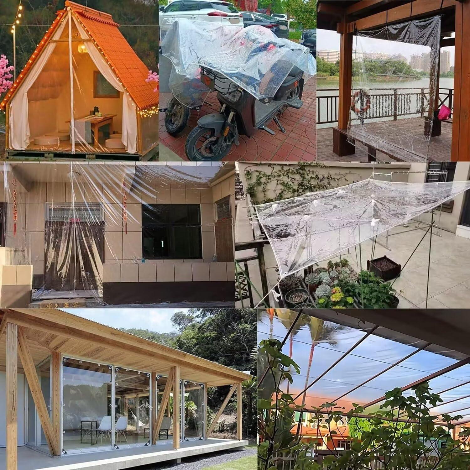 Lona Transparente 14 Mil PVC 1.22m x 2.13m Resistente al Desgarro