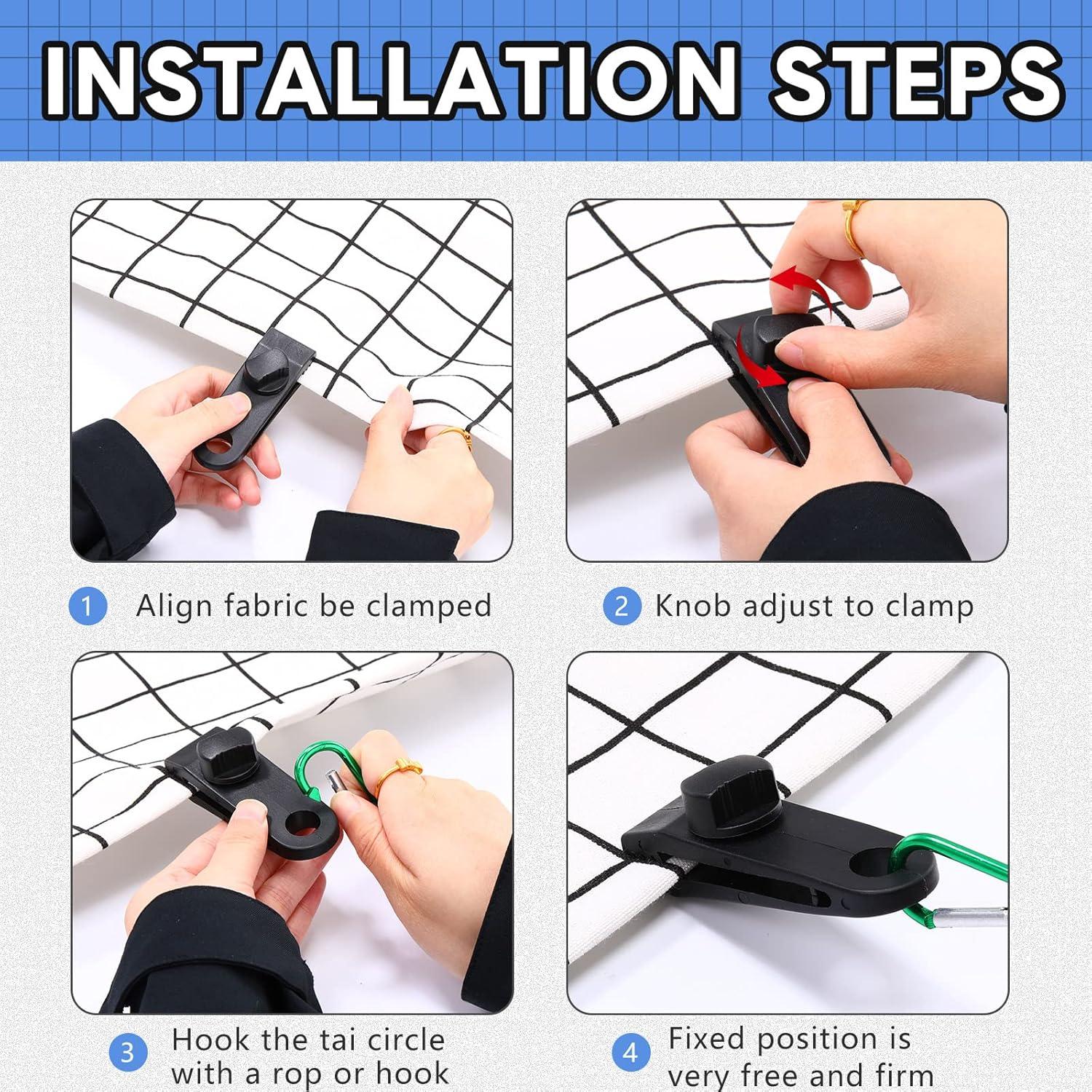 Yulejo 72 Pcs Clips de Lona y Cuerdas Bungee para Camping