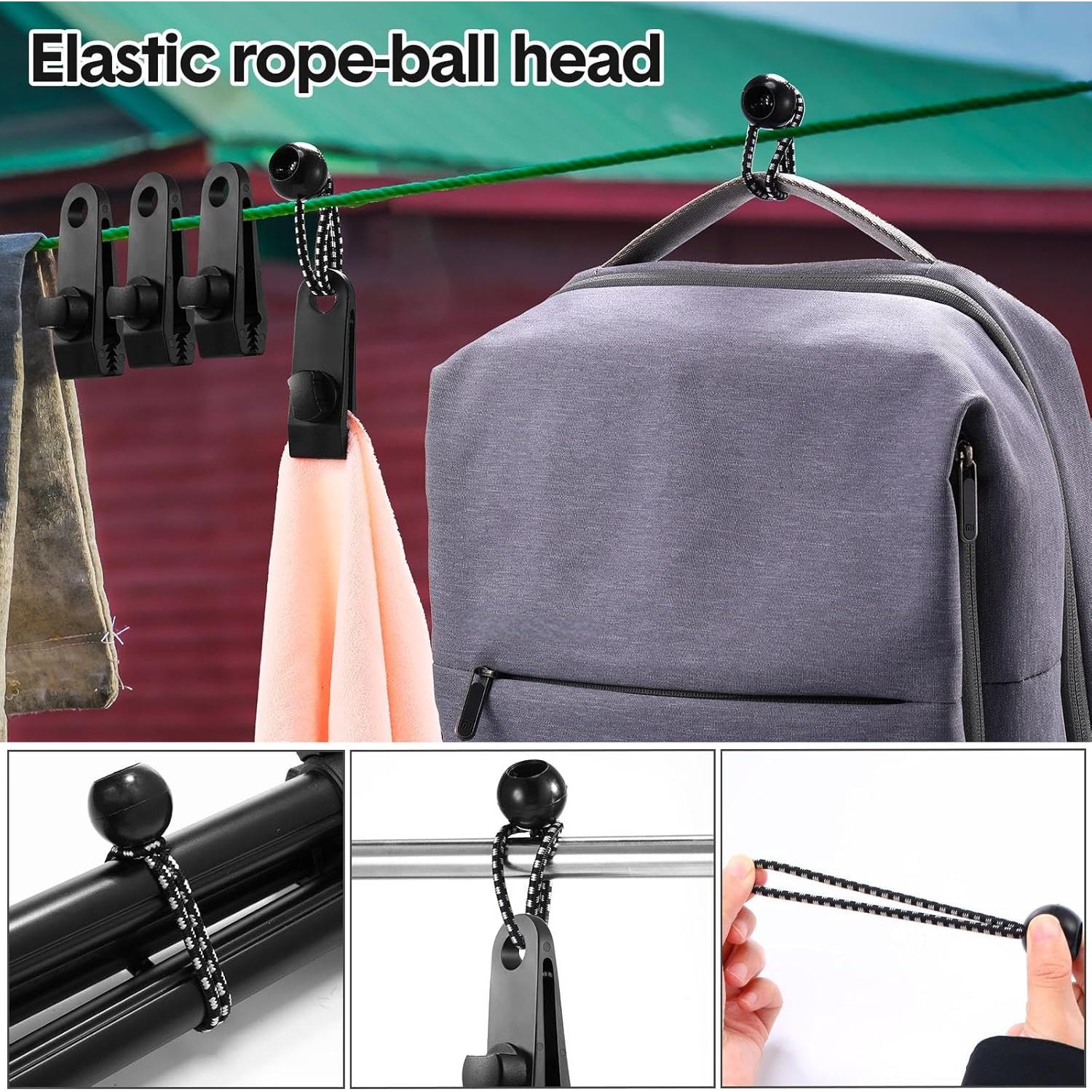 Yulejo 72 Pcs Clips de Lona y Cuerdas Bungee para Camping