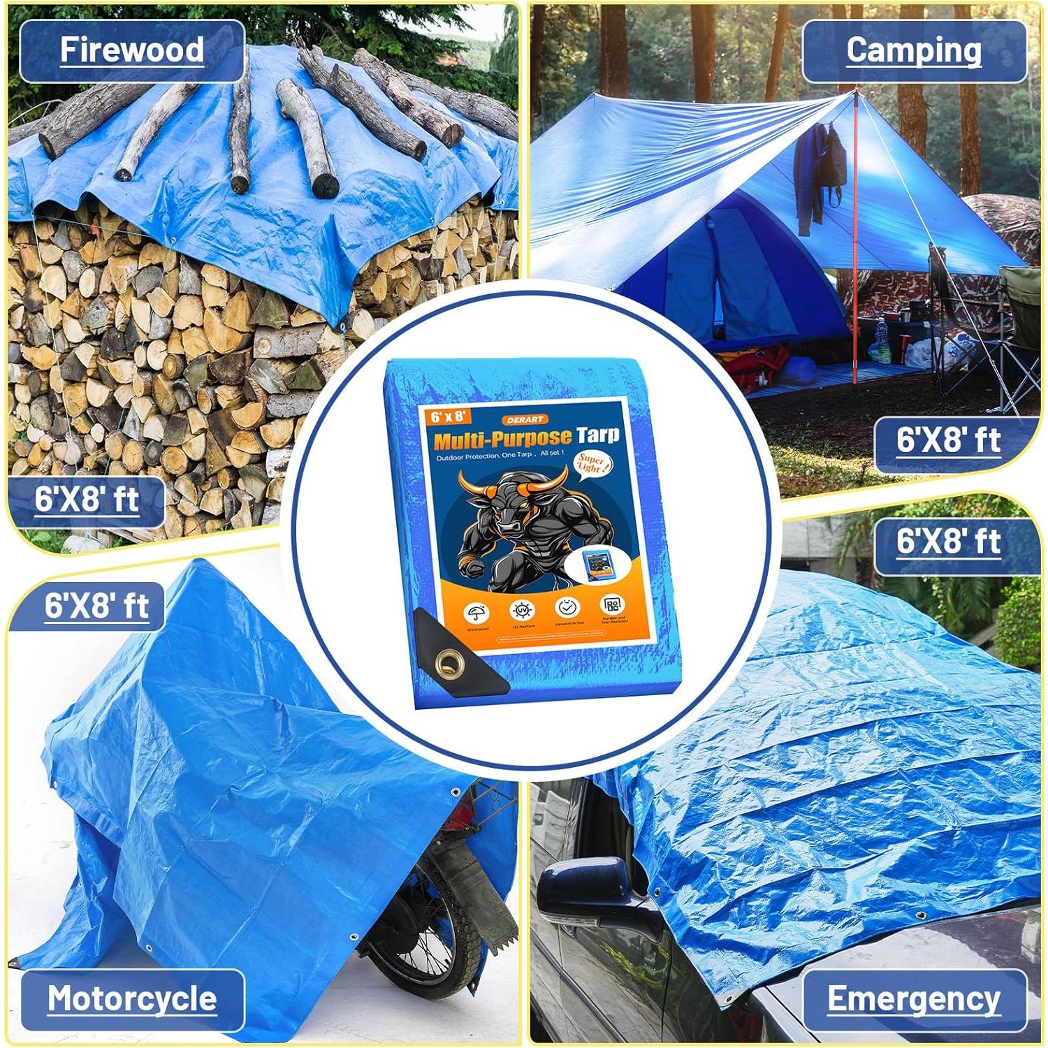 Lona Impermeable Azul DERART 2.44x3.05m Resistente UV