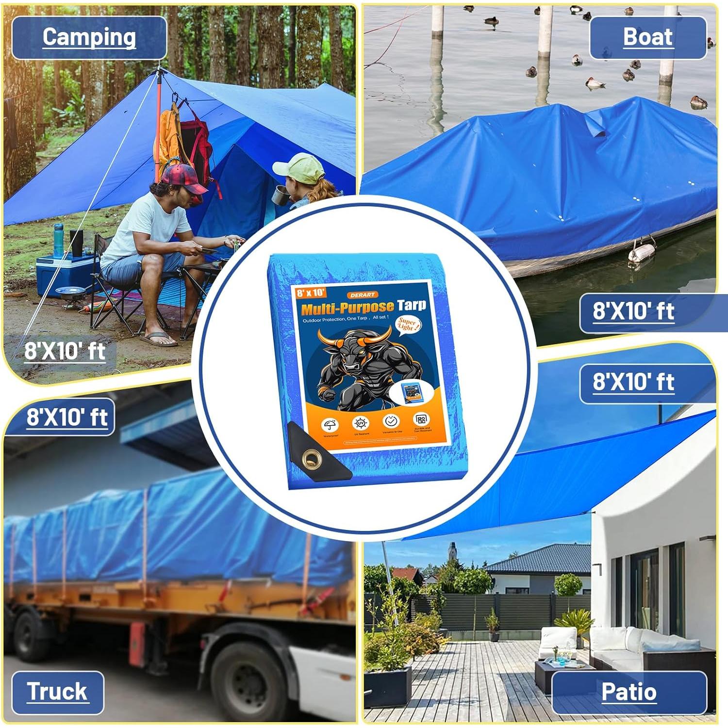 Lona Impermeable Azul DERART 2.44x3.05m Resistente UV