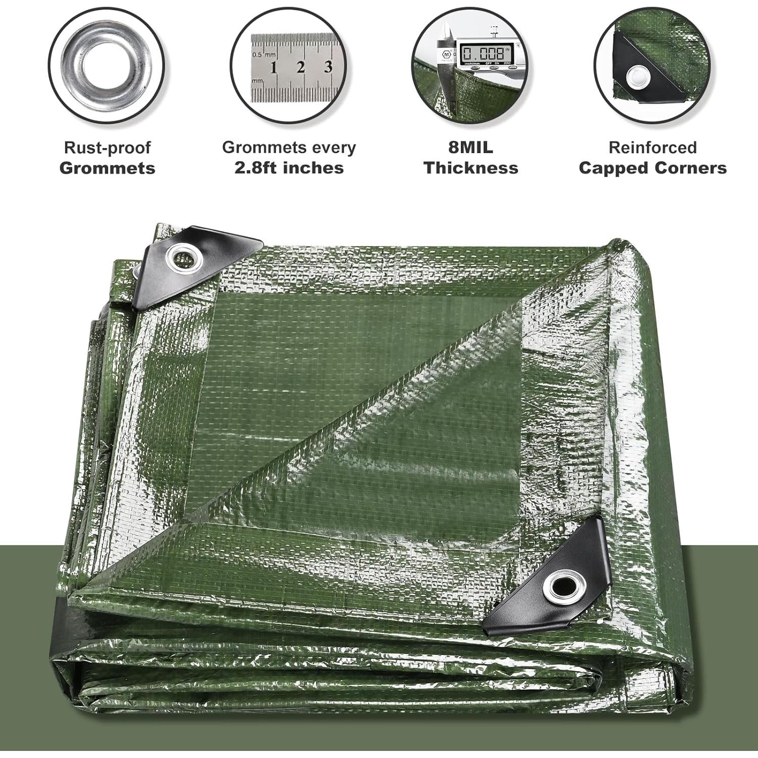 Lona Impermeable BSRHOME 2.44x3.05m Verde 0.20cm 2 Paquetes