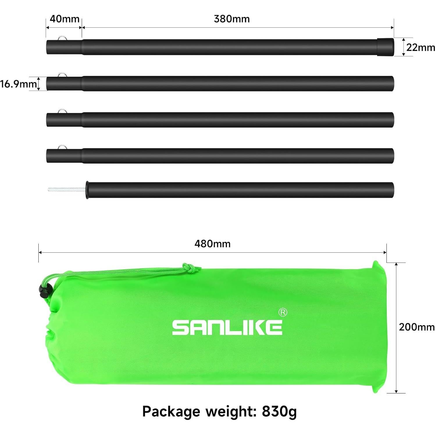 Postes telescópicos ajustables SAN LIKE para camping - 2 unidades