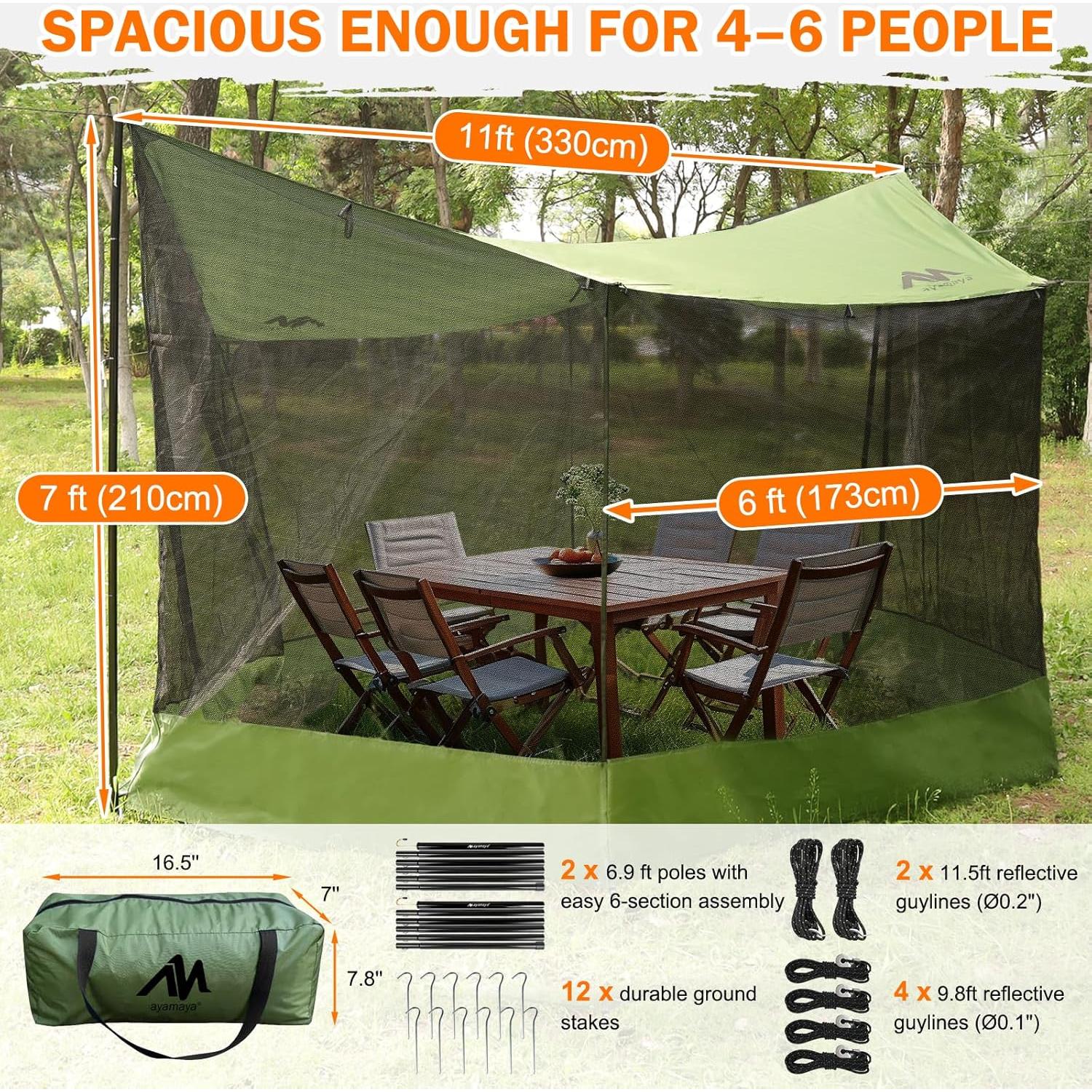 Casa de Pantalla Grande AYAMAYA 5.49x3.35m Toldo Camping Insectos
