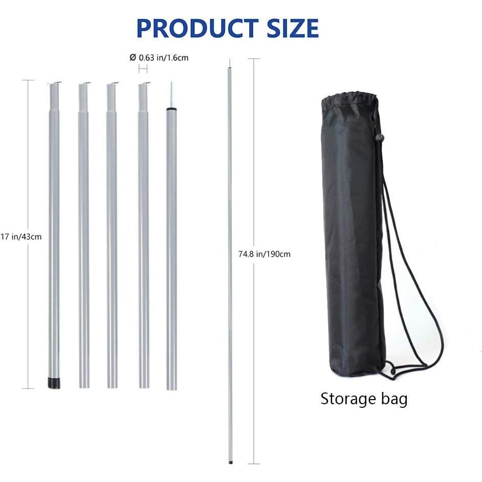 Postes de Tienda Ajustables de Acero Galvanizado - 2 Piezas