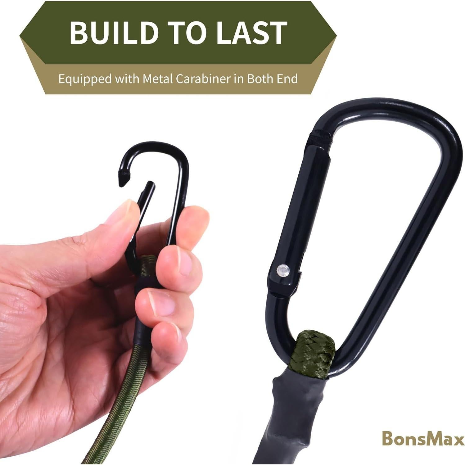 Paquete de 10 Cuerdas Bungee Ajustables BonsMax 45-121 cm