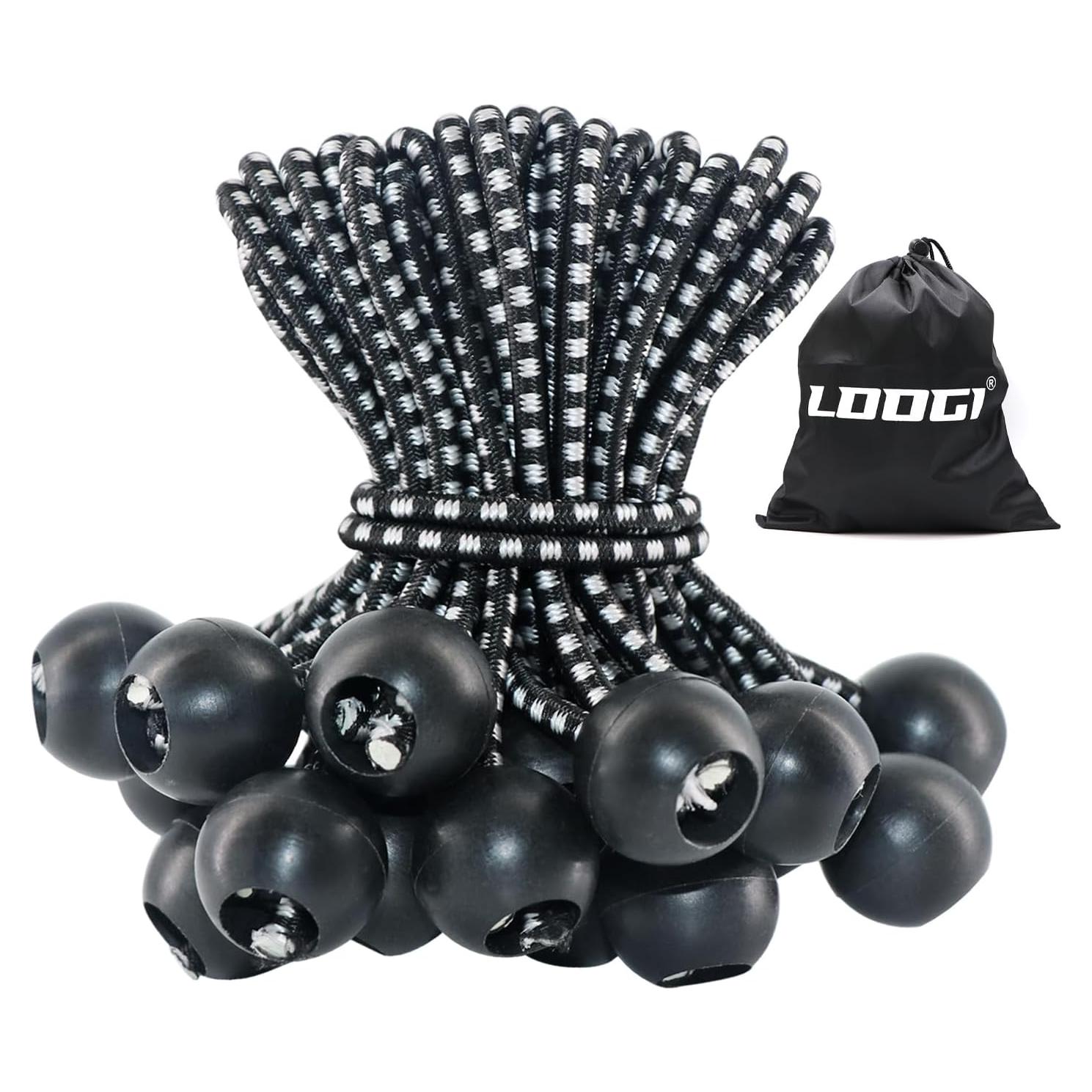 Cuerdas Bungee LOOGI 50PCS 10cm Resistente UV para Camping