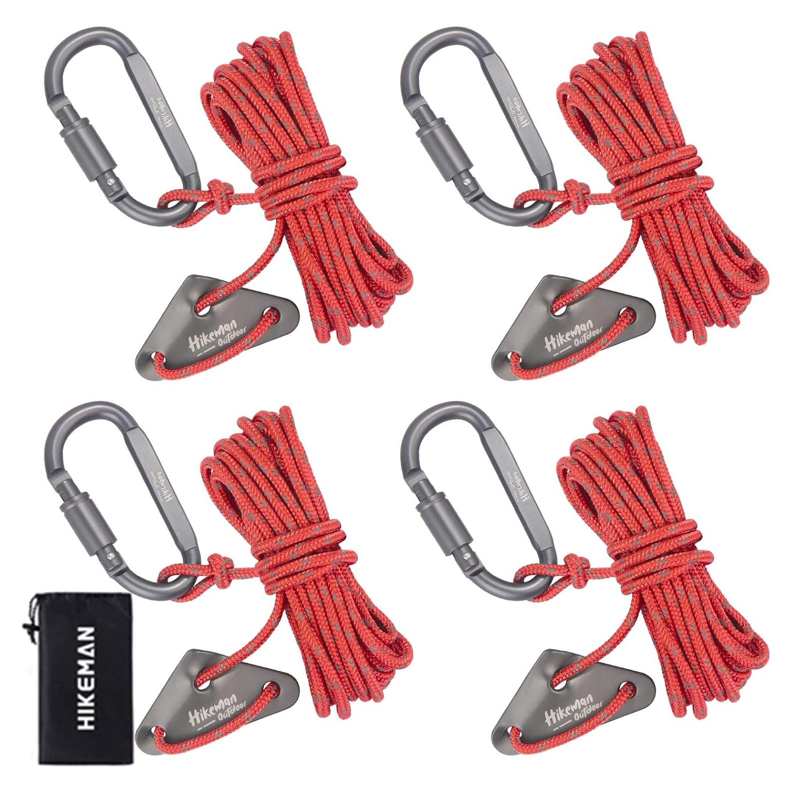 Cuerda de Camping HIKEMAN 4mm Reflectante con Mosquetón