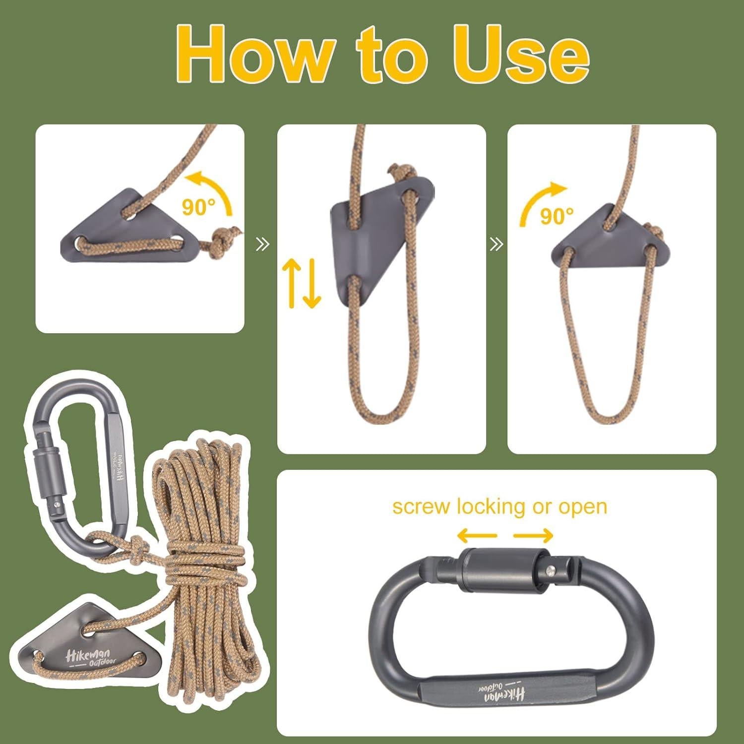 Cuerda de Camping HIKEMAN 4mm Reflectante con Mosquetón