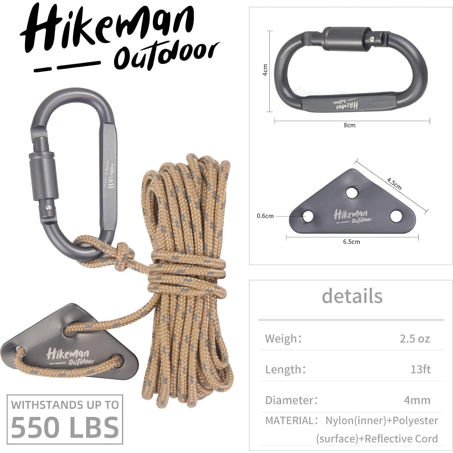 Cuerda de Camping HIKEMAN 4mm Reflectante con Mosquetón