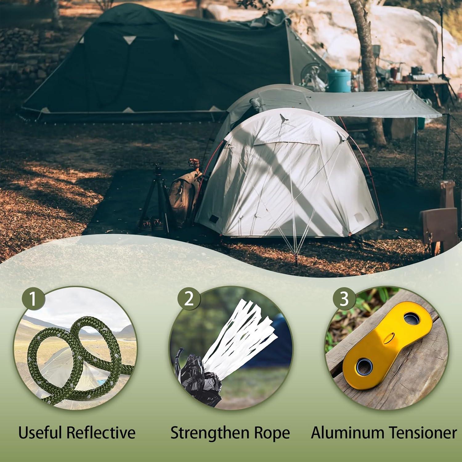 Cuerdas de Tienda CONBOLA 6 Unidades 5mm Ajustador Aluminio