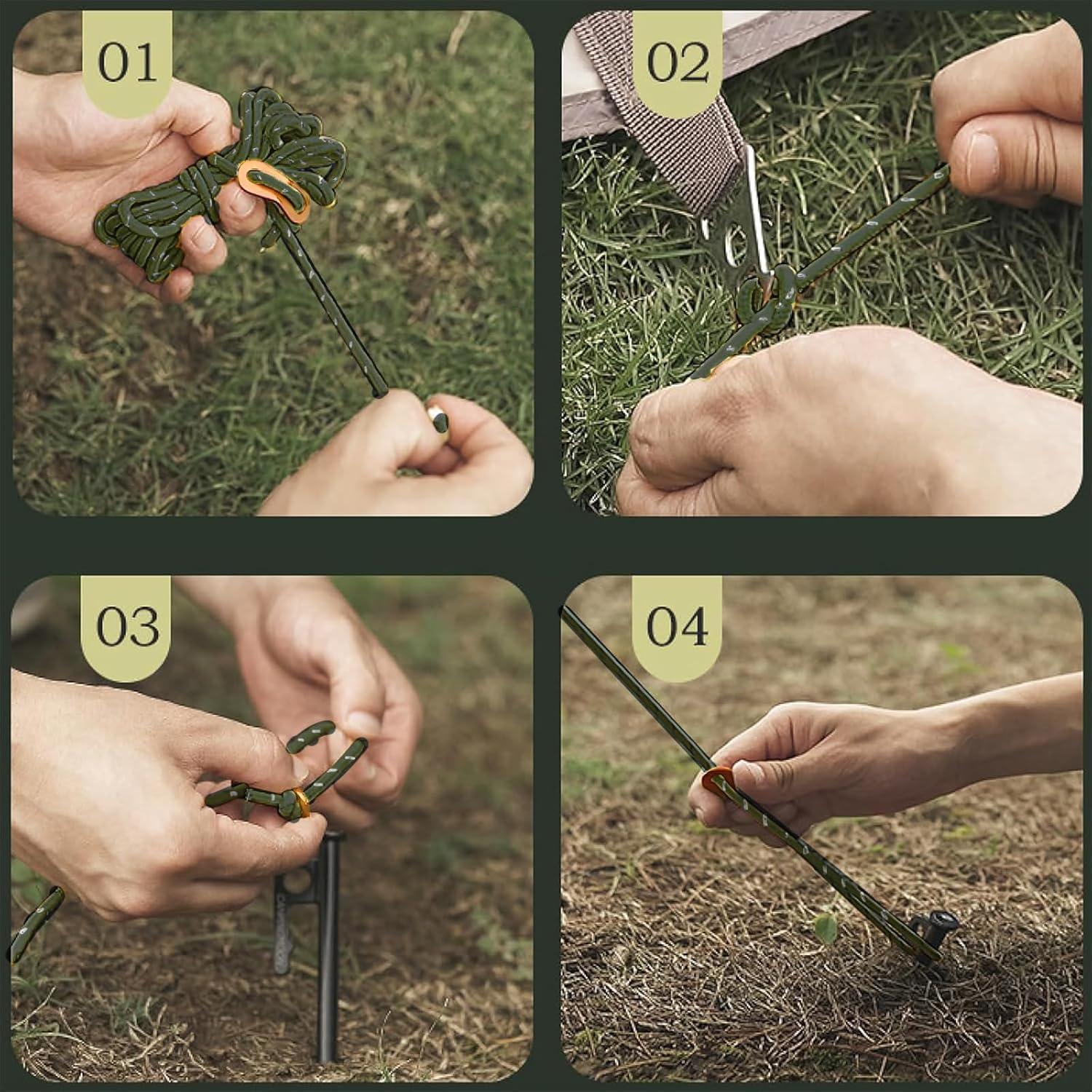 Cuerdas de Tienda CONBOLA 6 Unidades 5mm Ajustador Aluminio