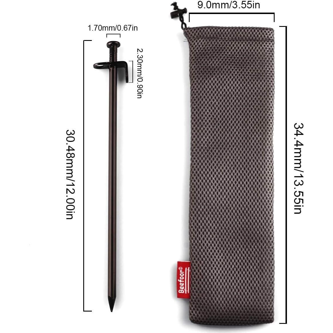 Estacas de Tienda Beefoor de Acero 30.48 cm Pack 10