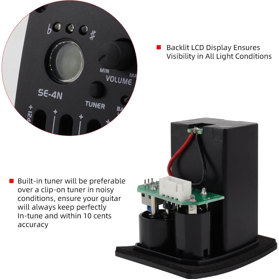 Pastilla de Guitarra Acústica Ecualizador 4 Bandas SE-4N