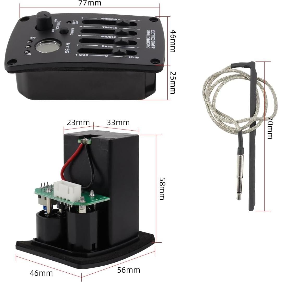 Pastilla de Guitarra Acústica Ecualizador 4 Bandas SE-4N