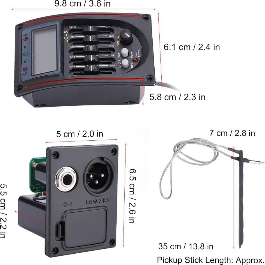 Ecualizador de Pastilla para Guitarra Acústica GOTOTOP LCD 5 Bandas