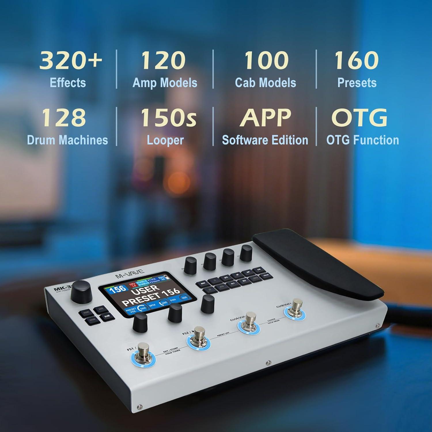 Procesador de Efectos MK-300 de Bajo - 320+ Efectos, 10H Batería