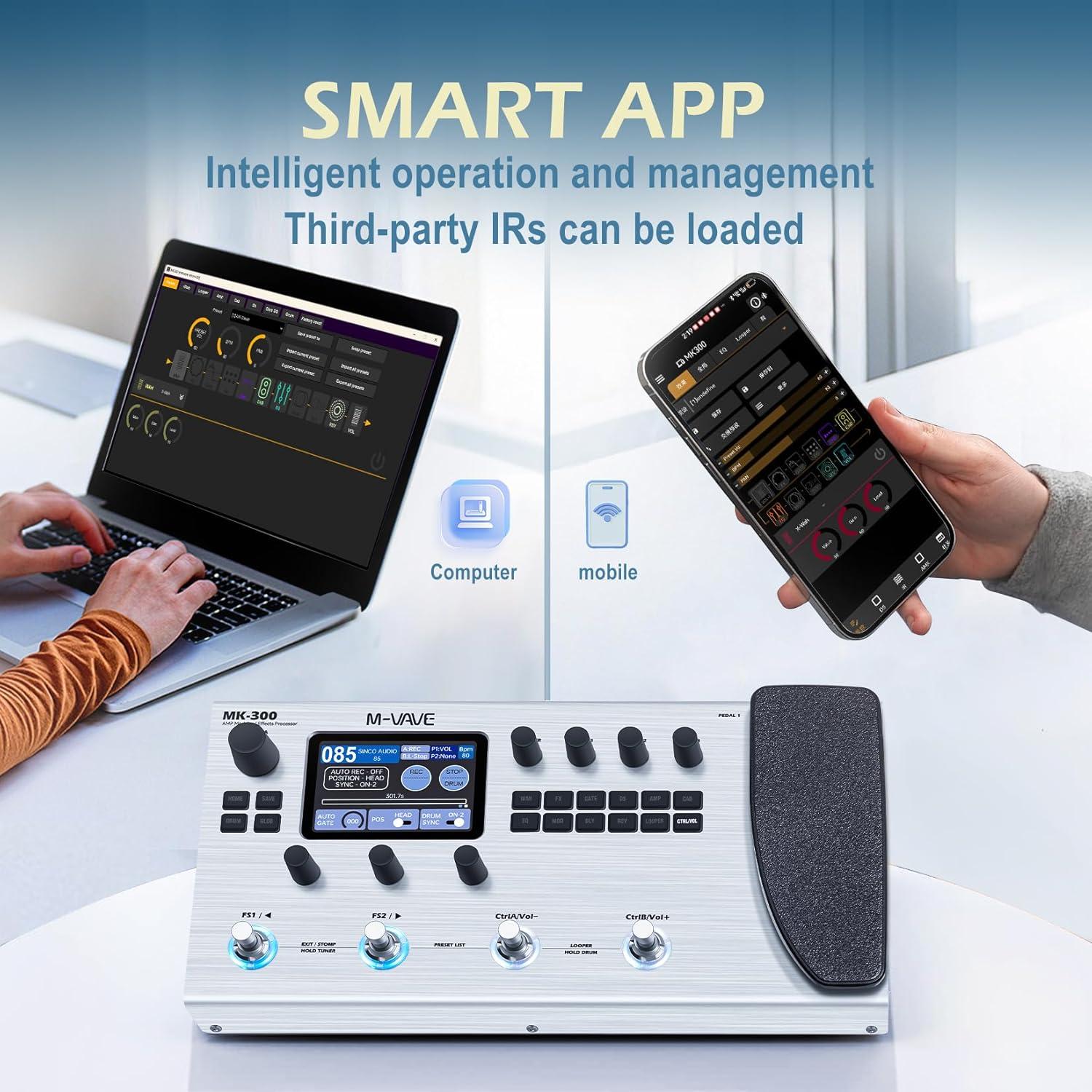 Procesador de Efectos MK-300 de Bajo - 320+ Efectos, 10H Batería