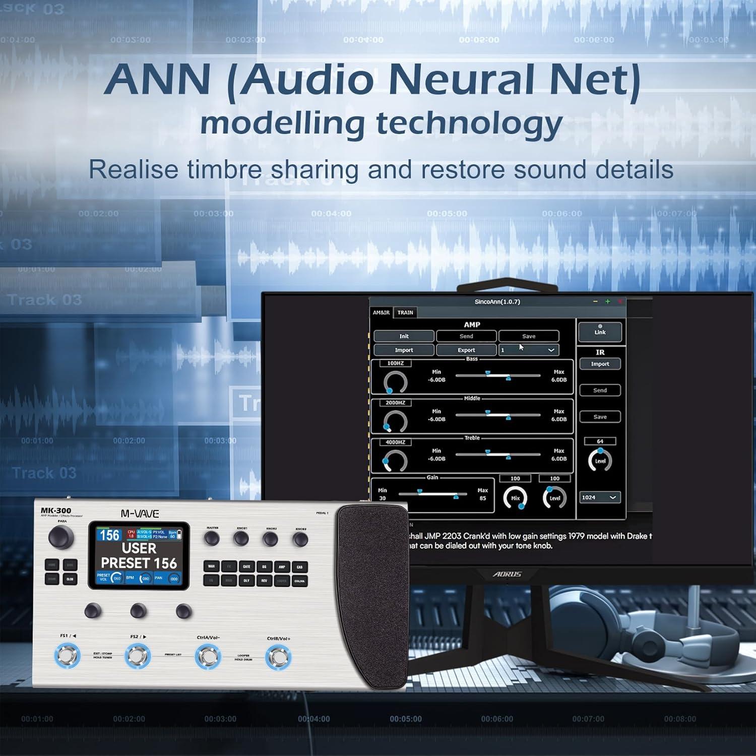 Procesador de Efectos MK-300 de Bajo - 320+ Efectos, 10H Batería
