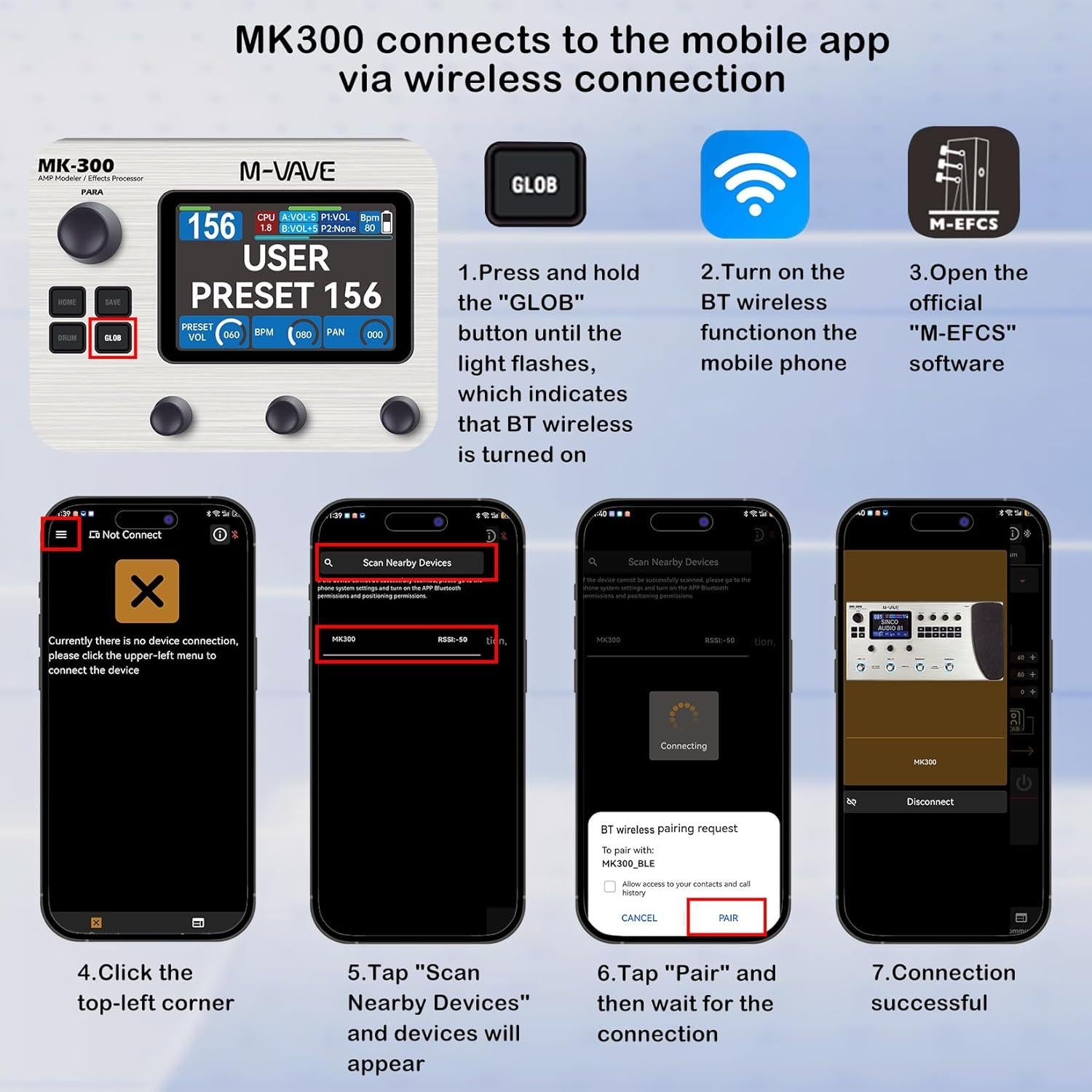 Procesador de Efectos MK-300 de Bajo - 320+ Efectos, 10H Batería