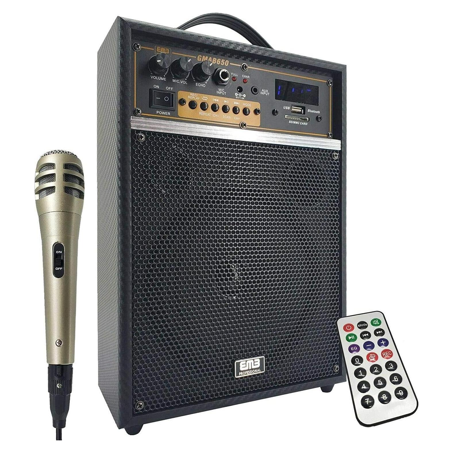 Amplificador PA Portátil EMB 300W con Bluetooth y Micrófono