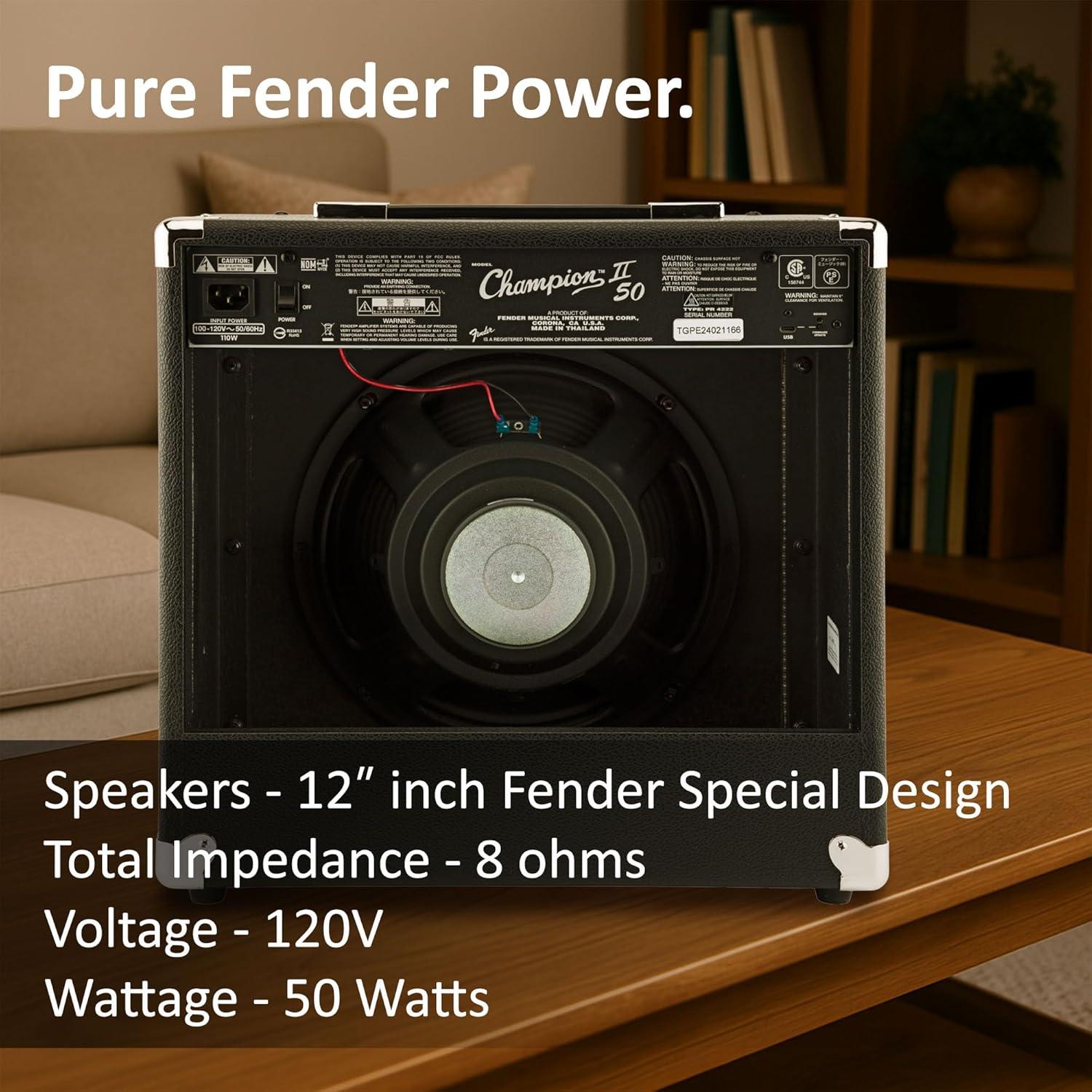 Amplificador Combo Fender Champion II 50W con Efectos y Cable