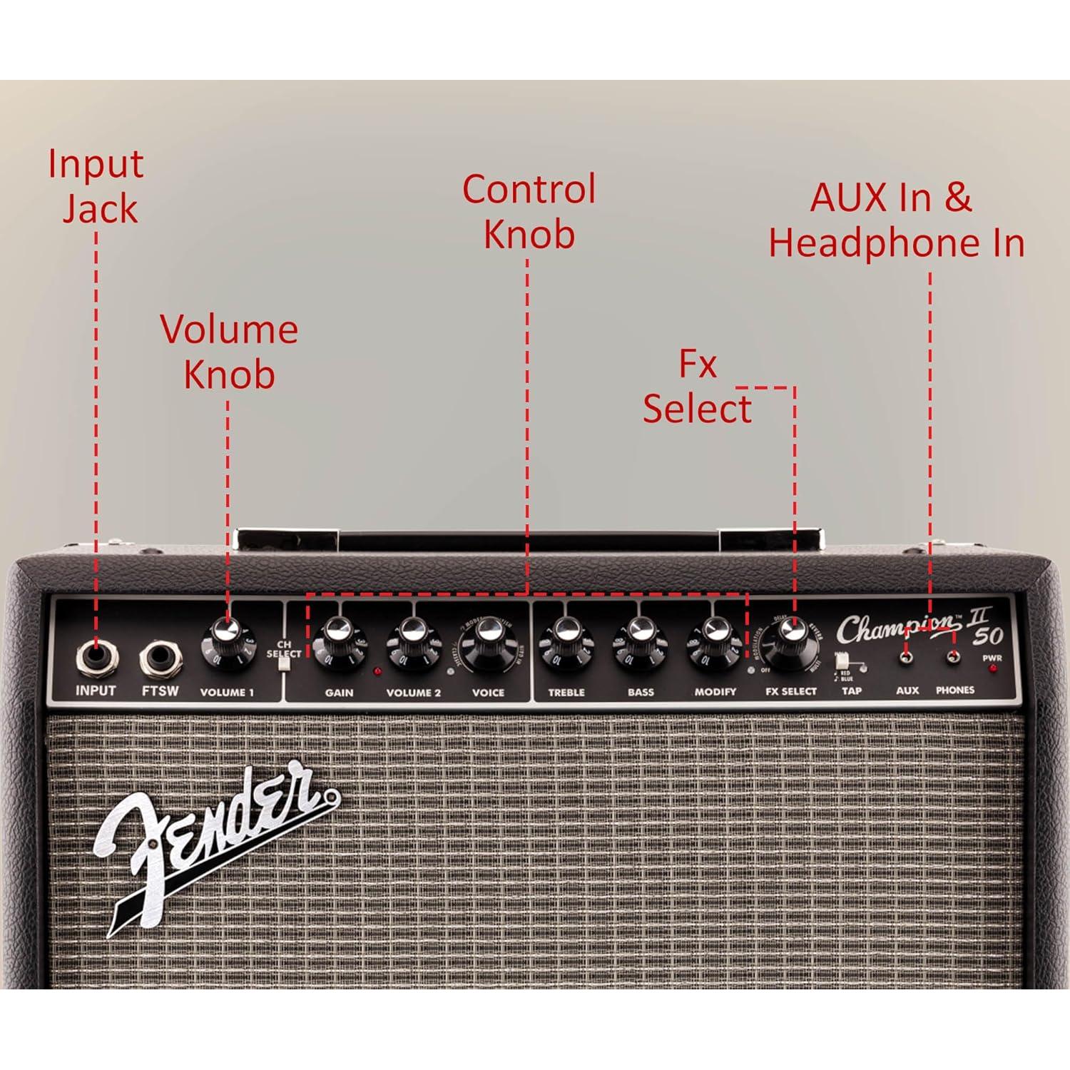 Amplificador Combo Fender Champion II 50W con Efectos y Cable