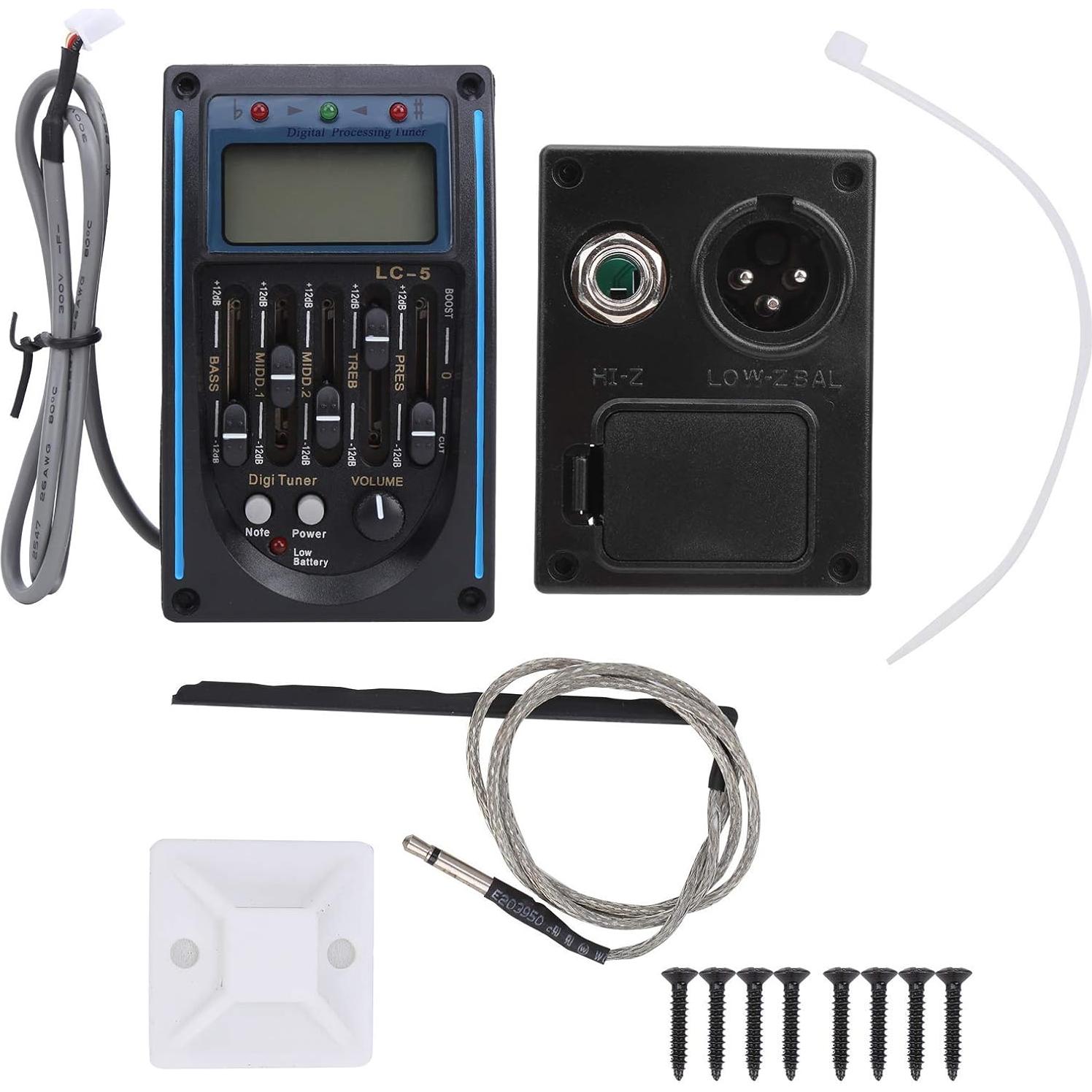 Ecualizador de Pastilla de Guitarra 5 Bandas con Pantalla LCD