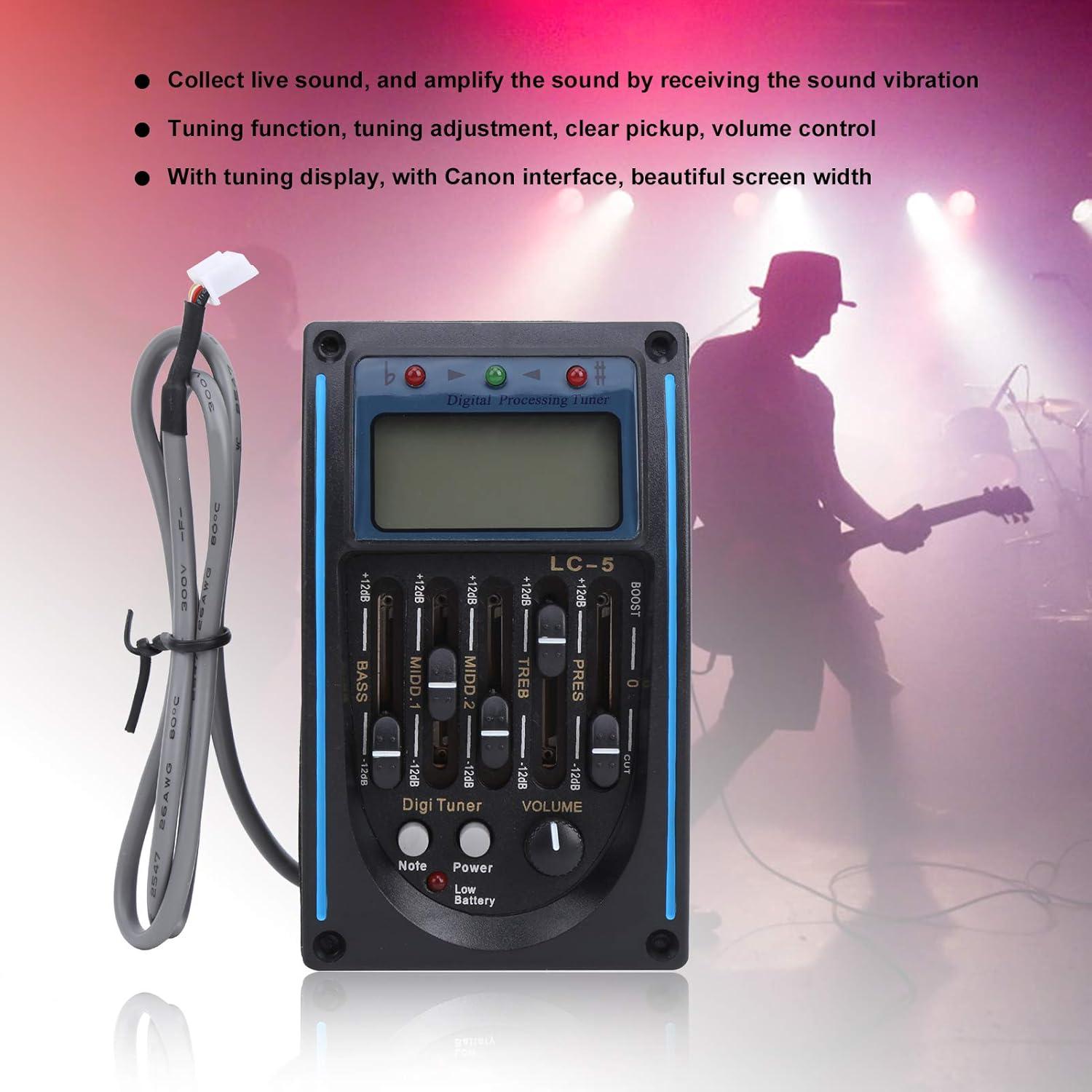 Ecualizador de Pastilla de Guitarra 5 Bandas con Pantalla LCD