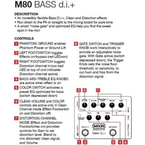 Pedal de Efectos MXR M80 Bass D.I.+ con Salida XLR y Accesorios