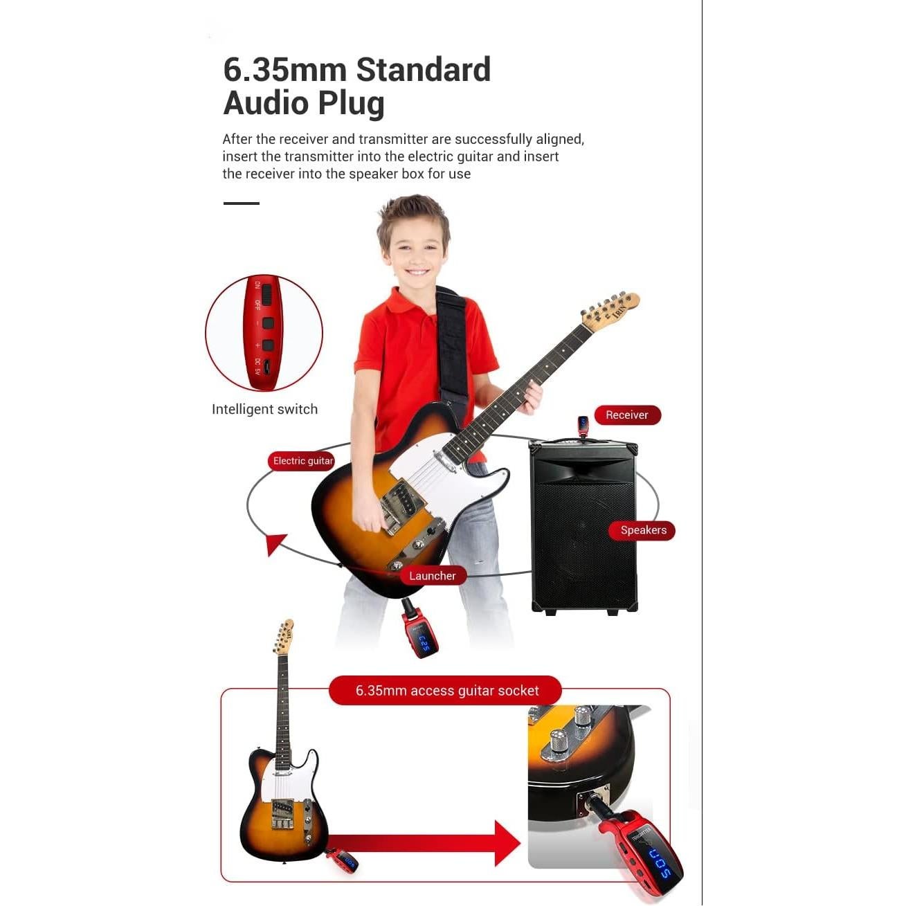 Micrófono Inalámbrico Arklove 1/4" (6.35mm) para Guitarra