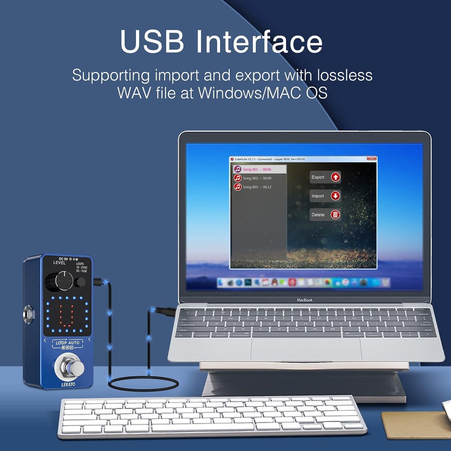 Pedal Looper LEKATO para Guitarra y Bajo, 3 Bucles, 18 Minutos