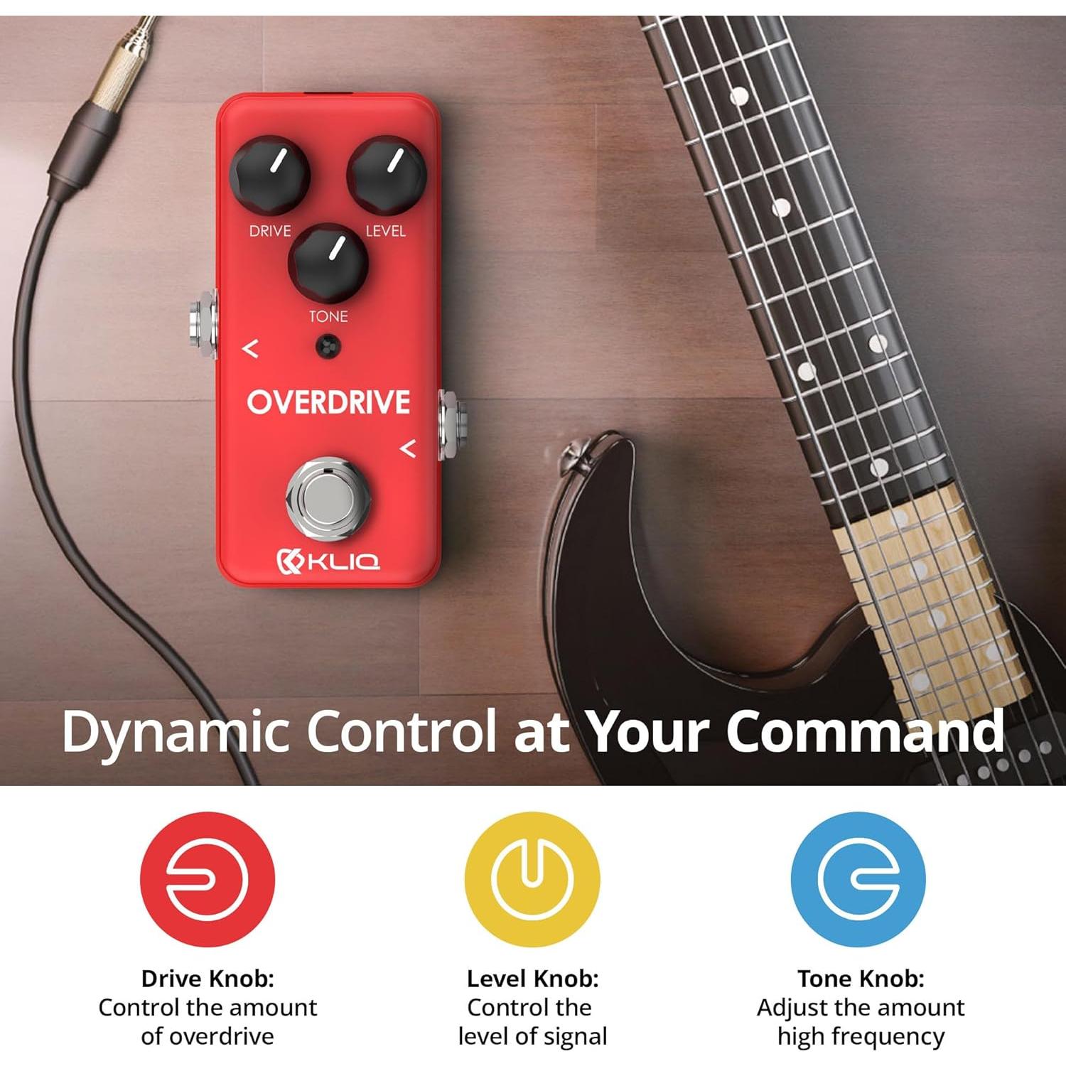 Pedal de Efecto Overdrive KLIQ Tiny para Guitarra Rojo