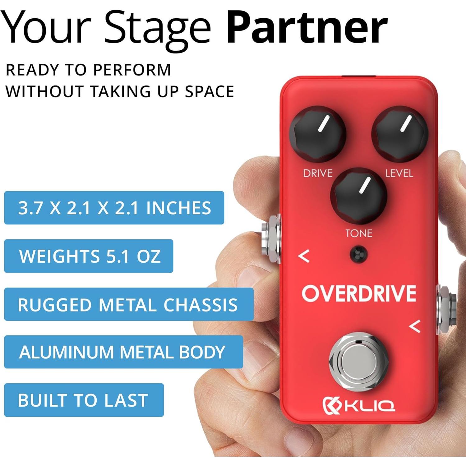 Pedal de Efecto Overdrive KLIQ Tiny para Guitarra Rojo