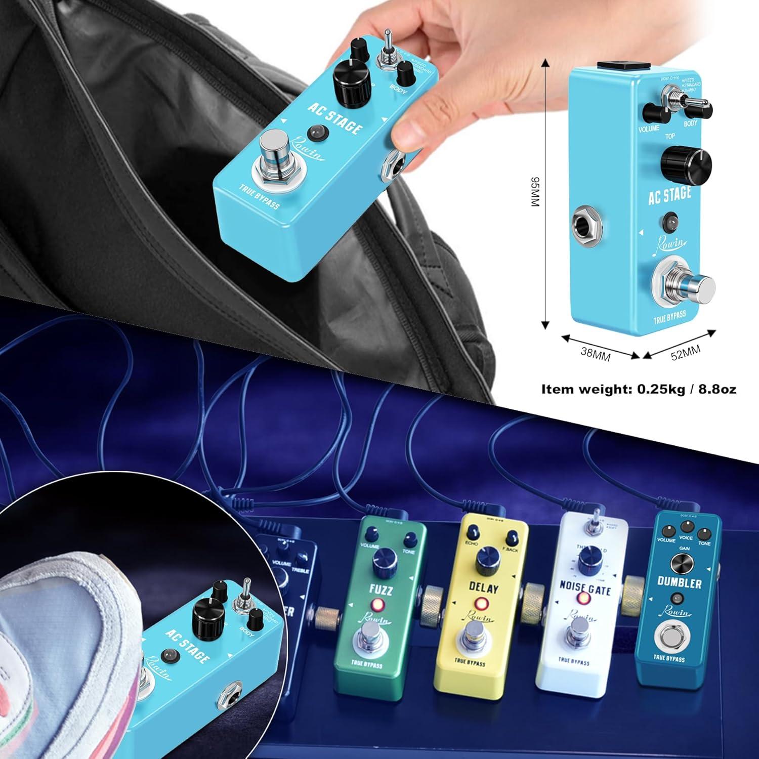 Pedal Simulador de Guitarra Acústica Rowin AC Stage 9V