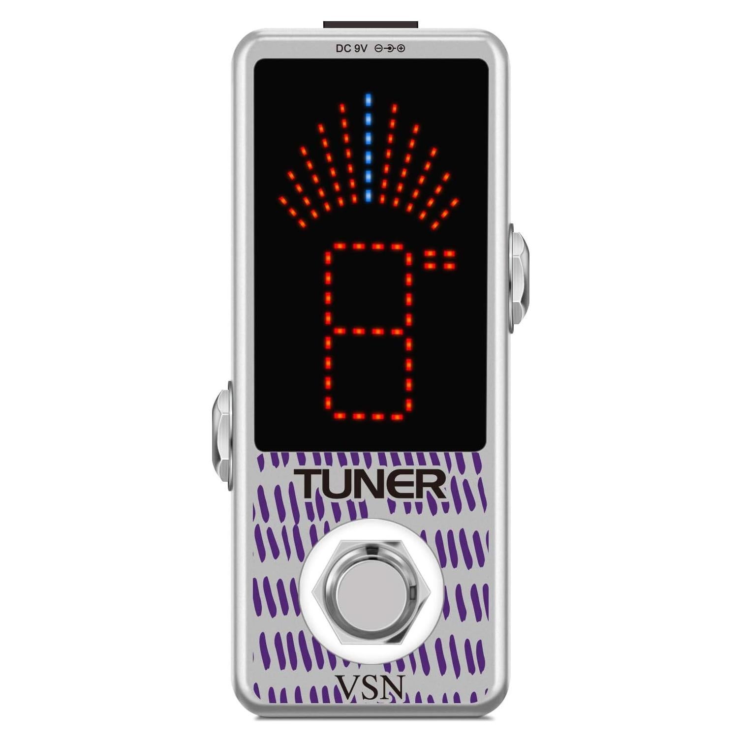 Pedal Afinador de Guitarra VSN Cromático Mini 9V Alta Precisión