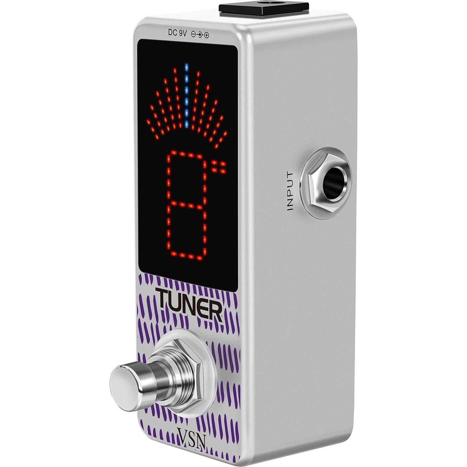 Pedal Afinador de Guitarra VSN Cromático Mini 9V Alta Precisión